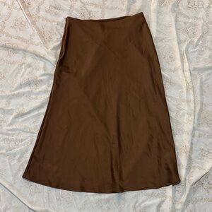 SHEIN Chocolate Silky A-Line Skirt